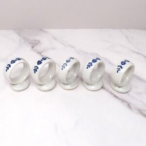 Vintage Ceramic Pfaltzgraff Yorktowne Napkin Rings, set of 5  (1980s-90s)